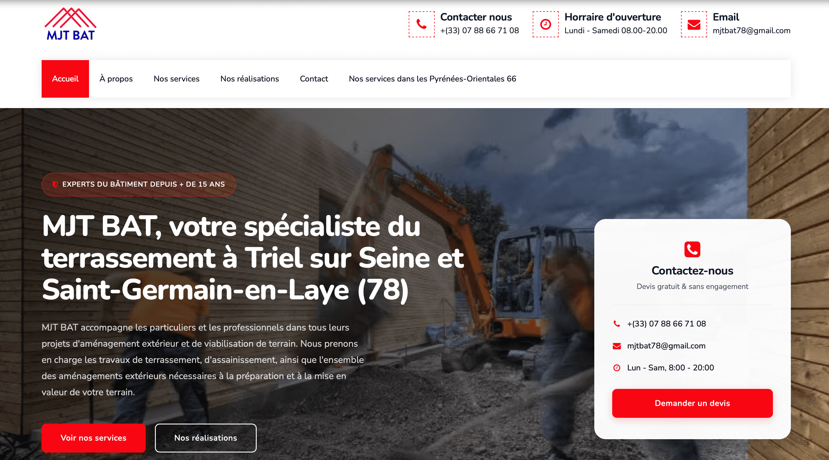 Projet réalisé par Webyvision : site de Mjtbat, Artisans / BTP